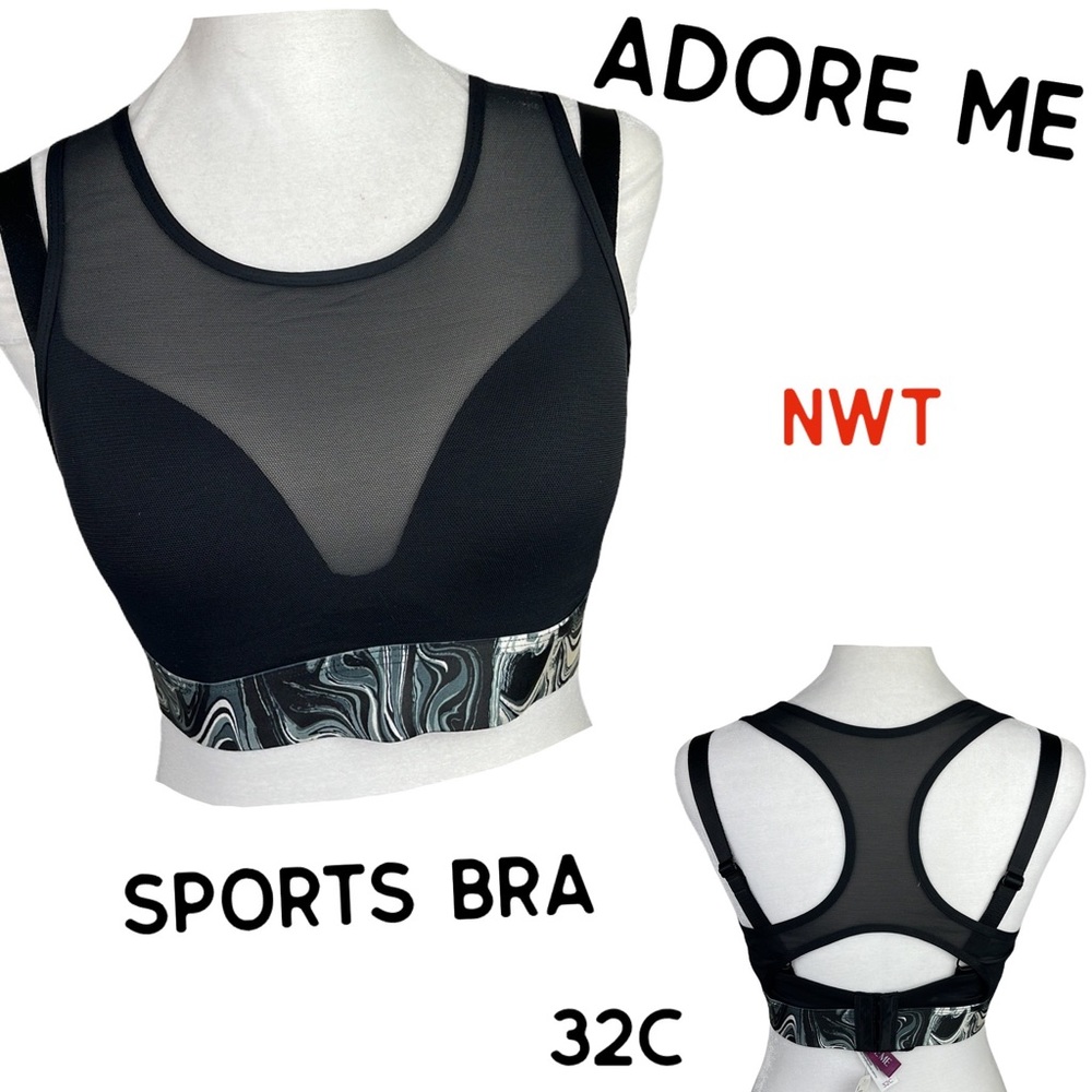 NWT Adore Me Sexy Mesh Sports BRA 🖤 size 32C